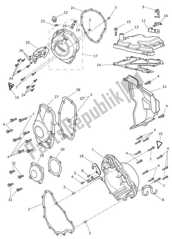 All parts for the Engine Cover of the Triumph Tiger XRX From VIN 855532 1215 2018 - 2021