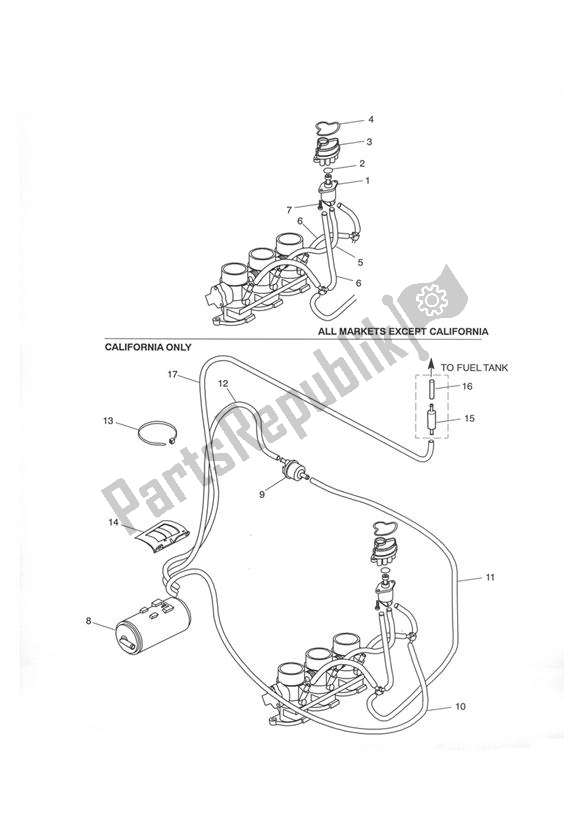 Todas as partes de Evap System Idle Speed Control do Triumph Tiger 955I Cast Wheels 2001 - 2006