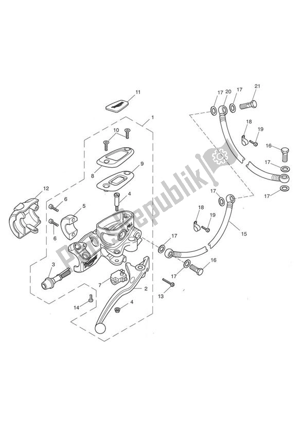 All parts for the Master Cylinder Assy Front Up To Vin 210261 of the Triumph Speedmaster Carburator 865 2003 - 2007