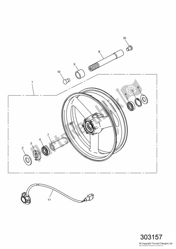 Tutte le parti per il Ruota Anteriore del Triumph Sprint RS 955 UP TO VIN 139276 1999 - 2002