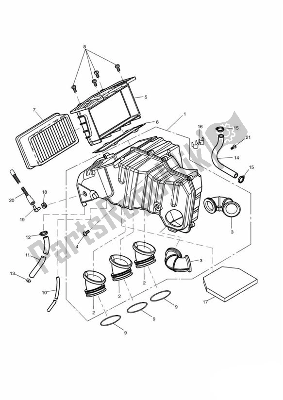 Tutte le parti per il Airbox (airfilter) del Triumph Tiger 885I T 709 1999 - 2001