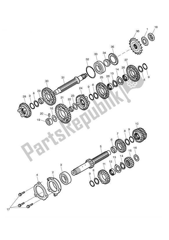 Todas as partes de Engrenagens do Triumph Daytona 675 UP TO VIN 564947 2006 - 2017