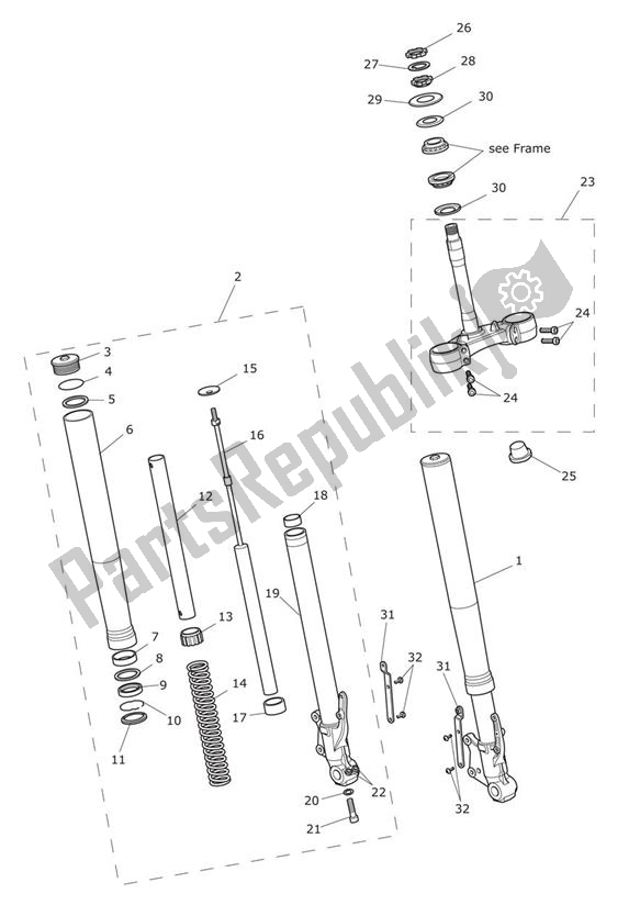 All parts for the Front Suspension Standard of the Triumph Tiger XRX UP TO VIN 855531 1215 2015 - 2017