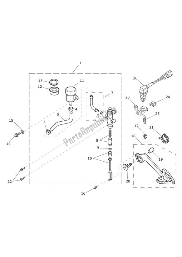 Wszystkie części do Master Cylinder Assy Rear Triumph Tiger XRT UP TO VIN 855531 1215 2015 - 2017