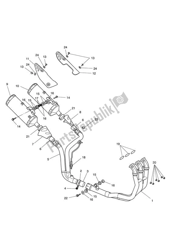 All parts for the Exhaust Up To Vin281465 of the Triumph Speed Triple 1050 UP TO VIN 333178 2005 - 2010