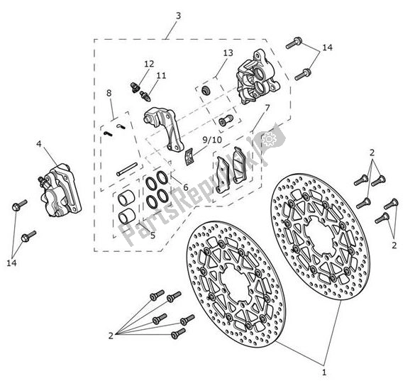 Tutte le parti per il Break Front del Triumph Tiger XRX From VIN 855532 1215 2018 - 2021