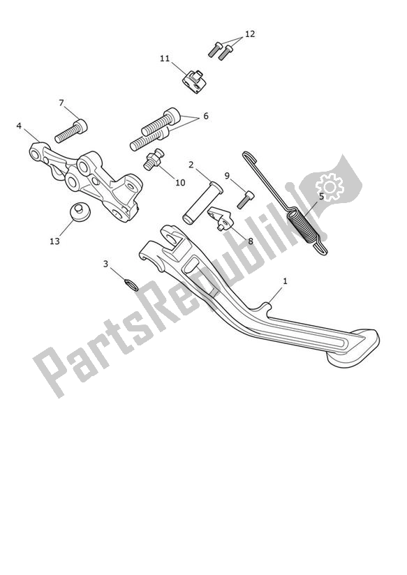 All parts for the Sidestand of the Triumph Tiger 900 GT UP TO BP 6440 888 2020 - 2021