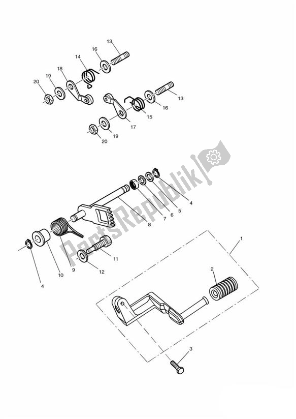Alle onderdelen voor de Gear Selection Shaft Pedal Gears From Vin87317 van de Triumph Speed Triple 885/ 955 UP TO VIN 141871 1994 - 2001