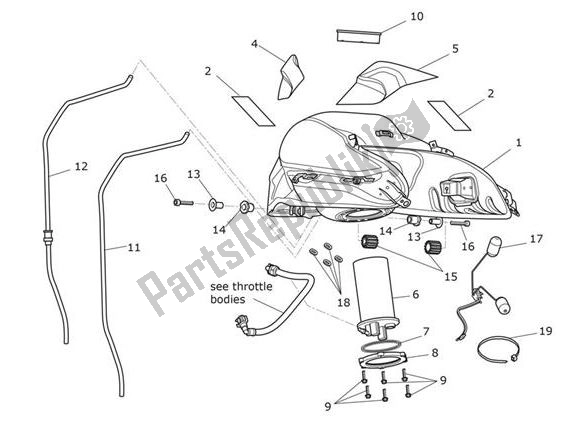 All parts for the Fueltank of the Triumph Tiger XRX From VIN 855532 1215 2018 - 2021