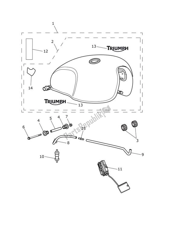 All parts for the Fueltank - Speed Twin 900 of the Triumph Speed Twin 900 2019 - 2021