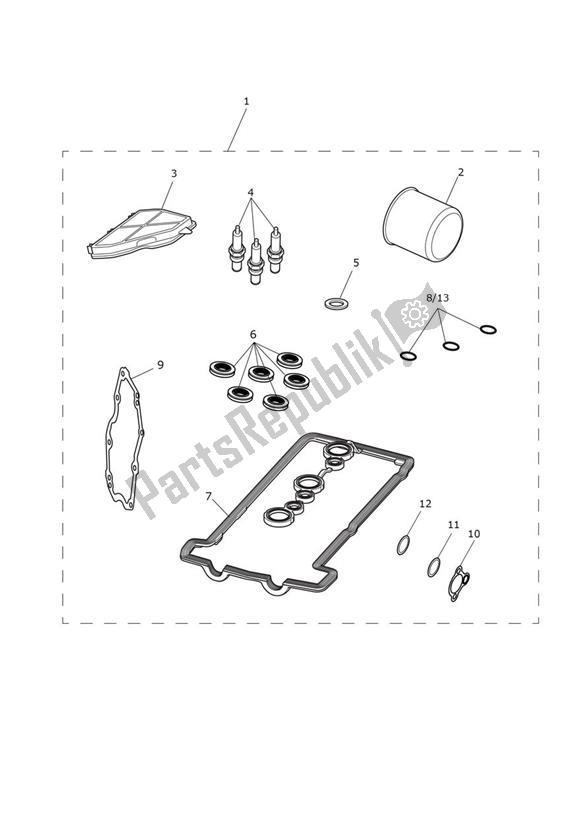 Tutte le parti per il Servicekit del Triumph Daytona R UP TO VIN 564947 675 2009 - 2017