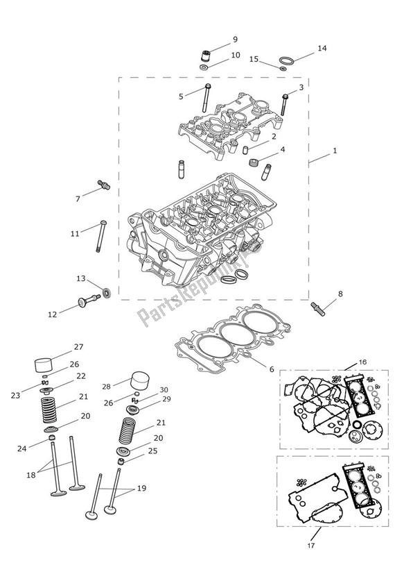 All parts for the Cylinder Head of the Triumph Daytona R From VIN 564948 675 2017 - 2018