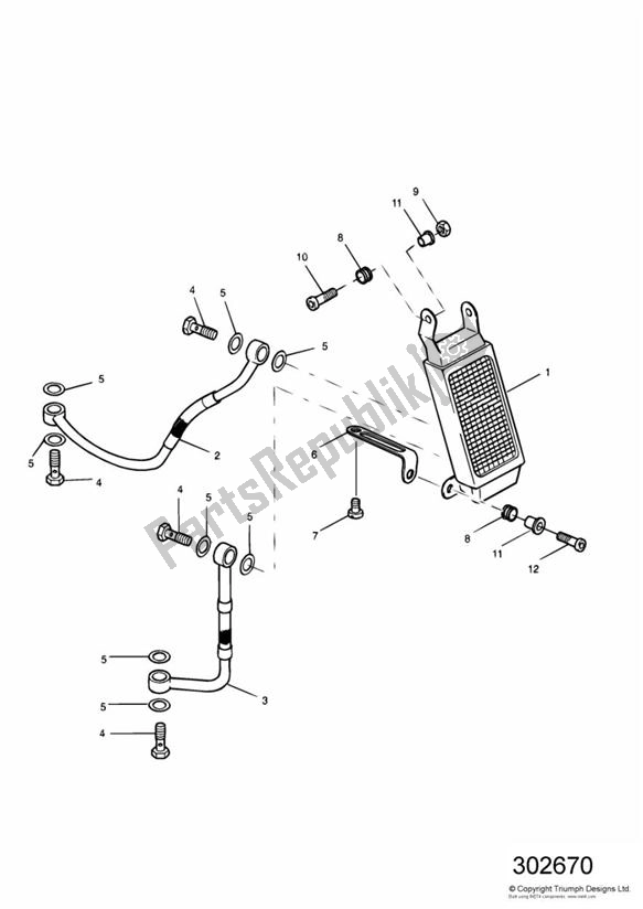 Todas as partes de Oil Cooling 955ccm do Triumph Speed Triple 885/ 955 UP TO VIN 141871 1994 - 2001