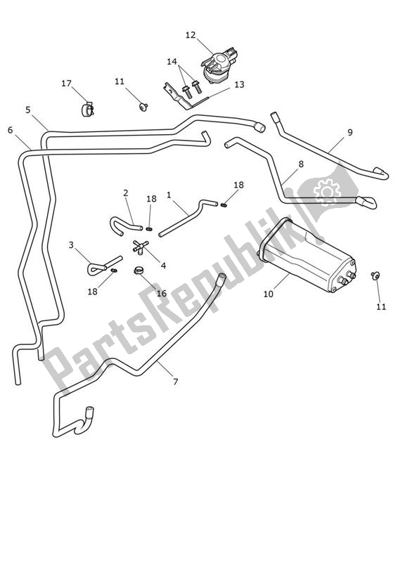 Todas as partes de Sistema Evap do Triumph Tiger 900 GT PRO UP TO BP 5372 888 2020 - 2021