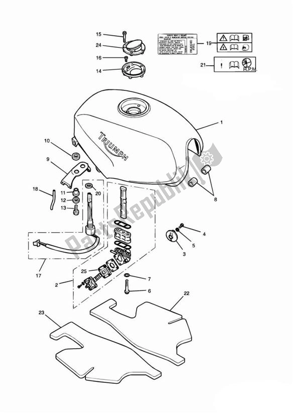 Tutte le parti per il Serbatoio Di Carburante del Triumph Speed Triple Carburator 885 1994 - 1997