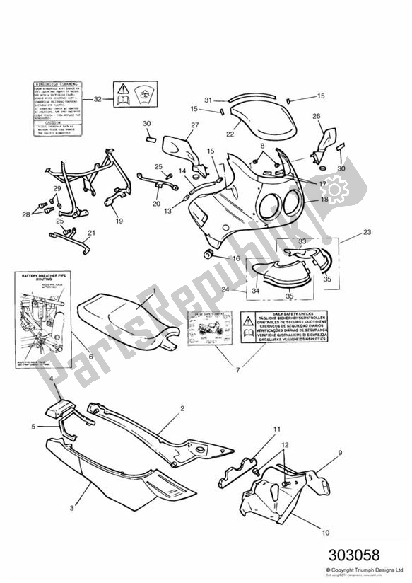 All parts for the Cockpit Fairing Laterally Up To Vin 016921 of the Triumph Sprint 900 Carburator 885 1991 - 1998