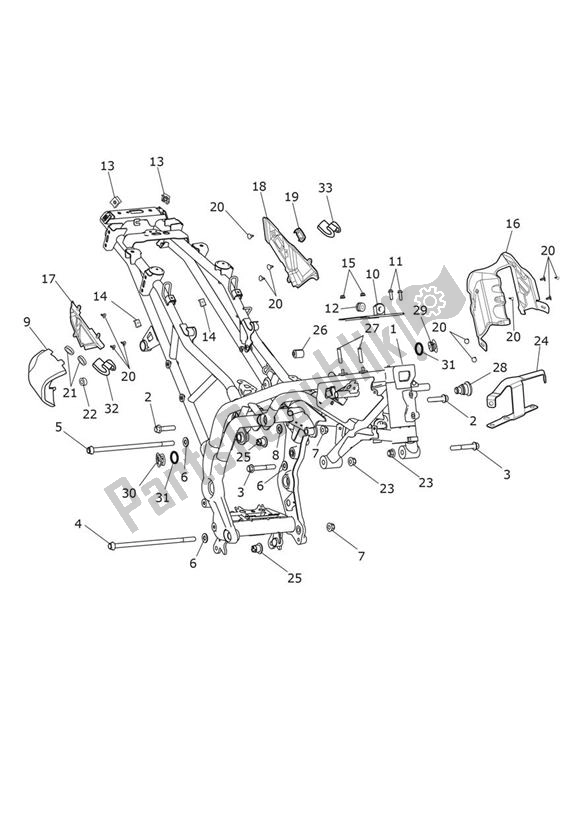 All parts for the Main Frame Assembly - Explorer Xc of the Triumph Explorer XC 1215 2012 - 2016