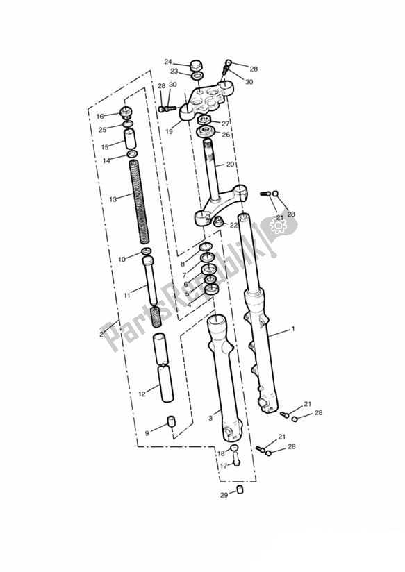All parts for the Front Suspension From Vin 043510 Up To 092893 of the Triumph Thunderbird 900 885 1995 - 2004