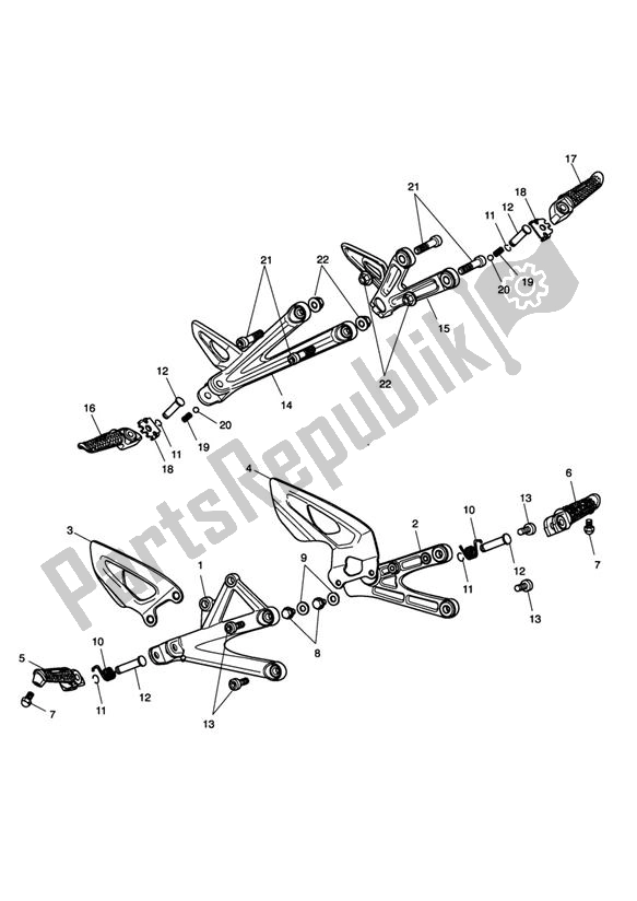 Toutes les pièces pour le Repose-pieds du Triumph Daytona 675 UP TO VIN 381274 2006 - 2012