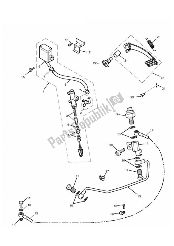 Todas as partes de Master Cylinder Assy Rear do Triumph Thruxton EFI 865 2008 - 2016