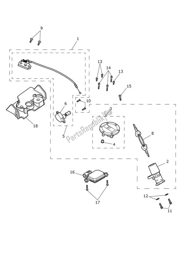 Tutte le parti per il Lockset Ignition del Triumph Street Triple R UP TO VIN 982751 765 2017 - 2020