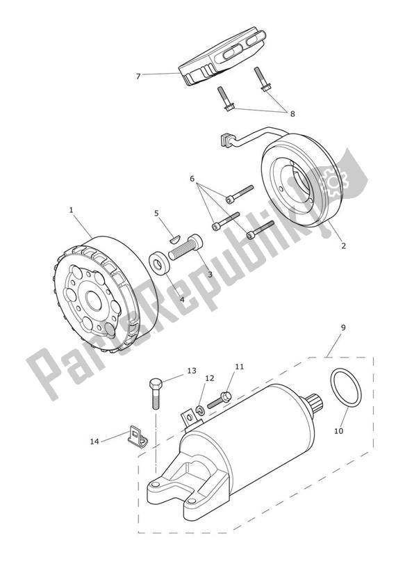 Tutte le parti per il Starter Generator Up To Engine 612713 (und 613308-613370) del Triumph Tiger 800 XC 2010 - 2020