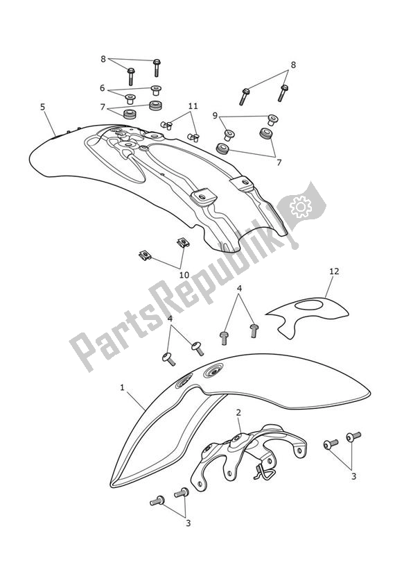 All parts for the Mudguard - Street Twin Up To Vin Ab9714 of the Triumph Street Twin UP TO VIN AB 9714 900 2016 - 2018