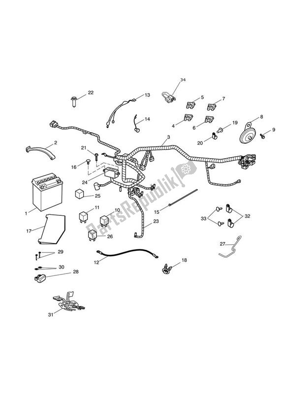 Tutte le parti per il Materiale Elettrico del Triumph Bonneville & SE From VIN 380777 865 2009 - 2015