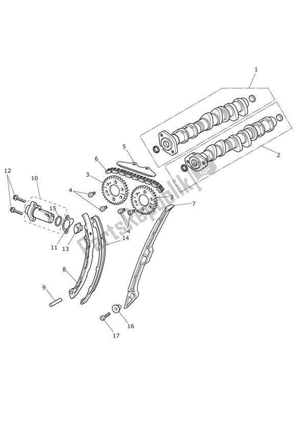 Alle onderdelen voor de Camshafts van de Triumph Tiger 900 GT PRO UP TO BP 5372 888 2020 - 2021