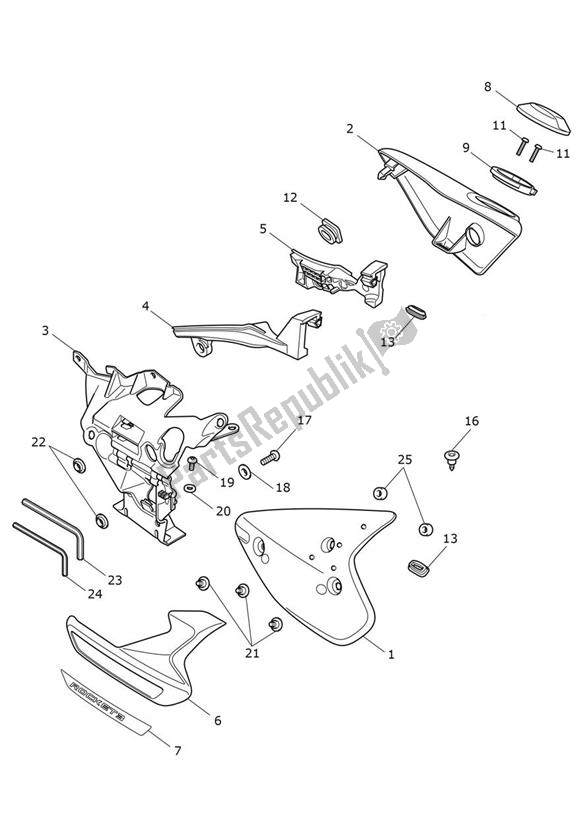 Todas as partes de Fairing Laterally do Triumph Rocket 3 R Black 2458 2021