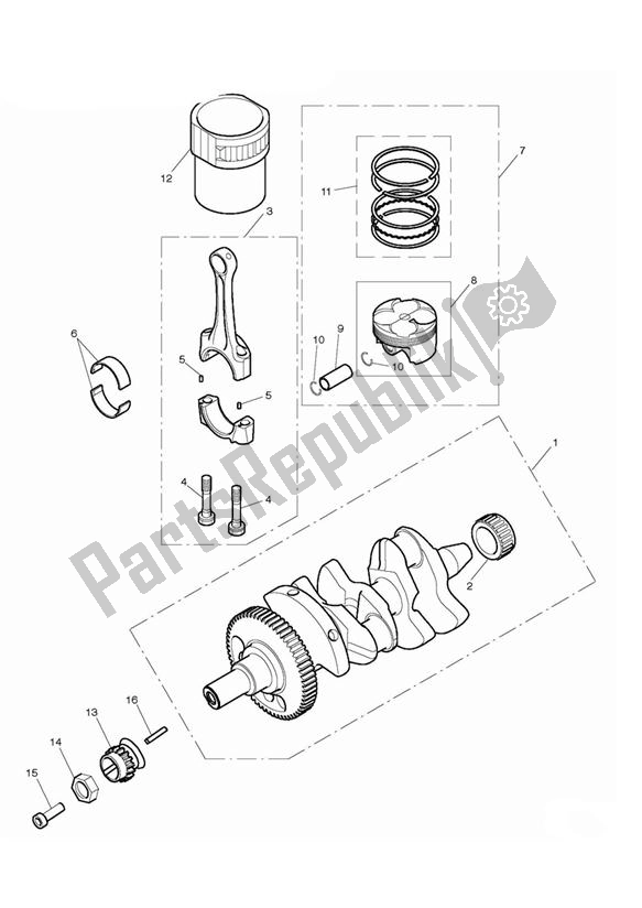 Todas las partes para Cigüeñal de Triumph Daytona 675 UP TO VIN 564947 2006 - 2017