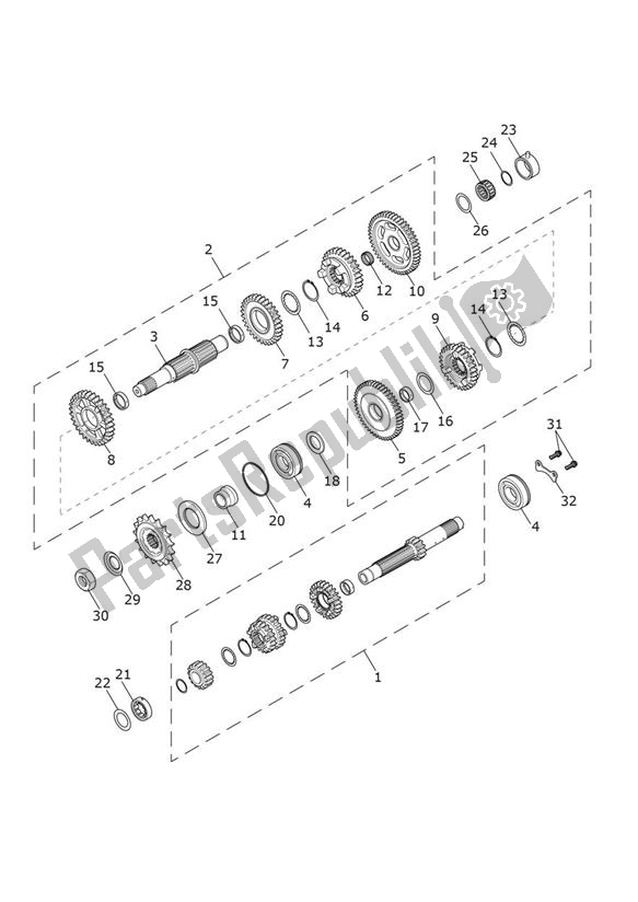 Todas as partes de Engrenagens do Triumph Thruxton RS 1200 2020 - 2024