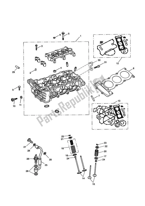Wszystkie części do G? Owica Cylindra Triumph Sprint RS 955 From VIN 139277 2002 - 2004