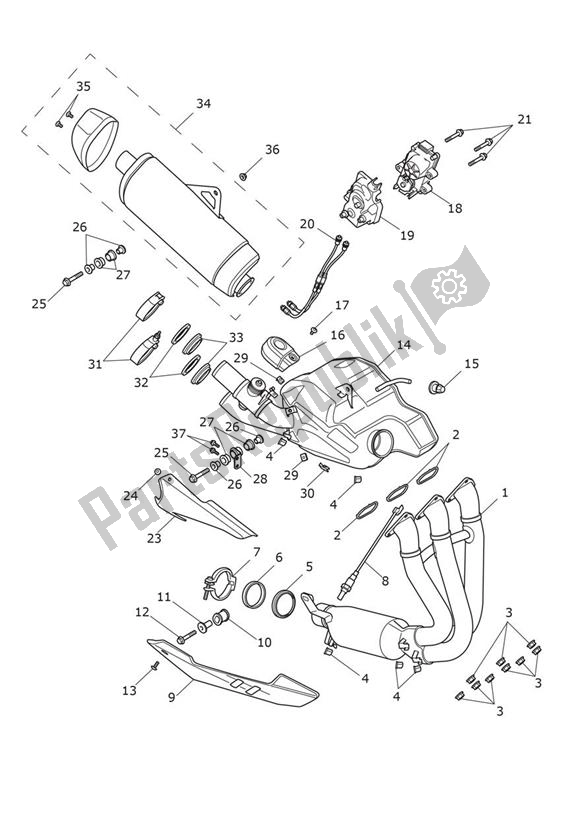 Alle onderdelen voor de Uitlaat van de Triumph Speed Triple 1200 RR 1160 2021 - 2024