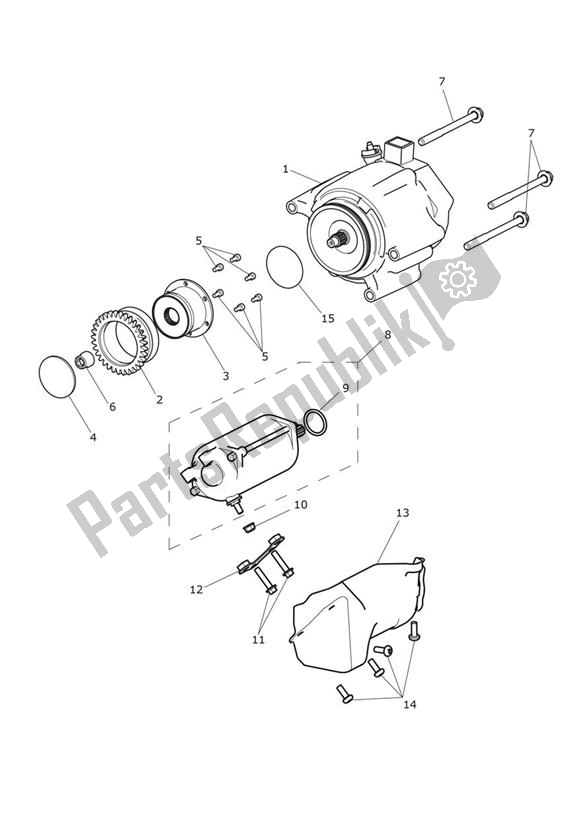All parts for the Starter Generator of the Triumph Tiger 1200 SE Desert 1215 2018 - 2020