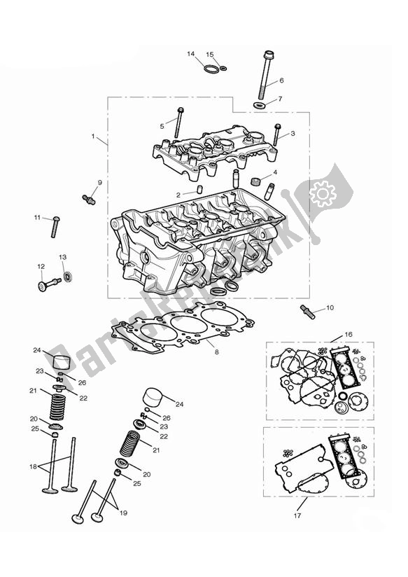 Todas las partes para Cabeza De Cilindro de Triumph Daytona 675 UP TO VIN 564947 2006 - 2017