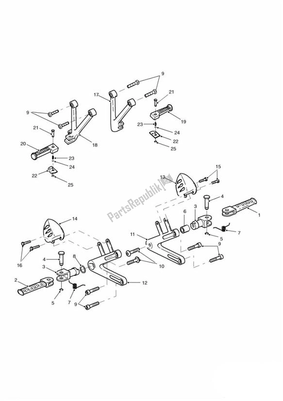 Toutes les pièces pour le Repose-pieds du Triumph Daytona T 595 / 955I 1997 - 2001