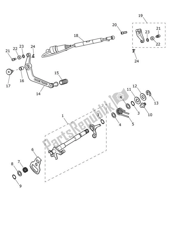 Tutte le parti per il Gear Selection Shaft del Triumph Street Triple R From VIN BF 1297 765 2021 - 2024