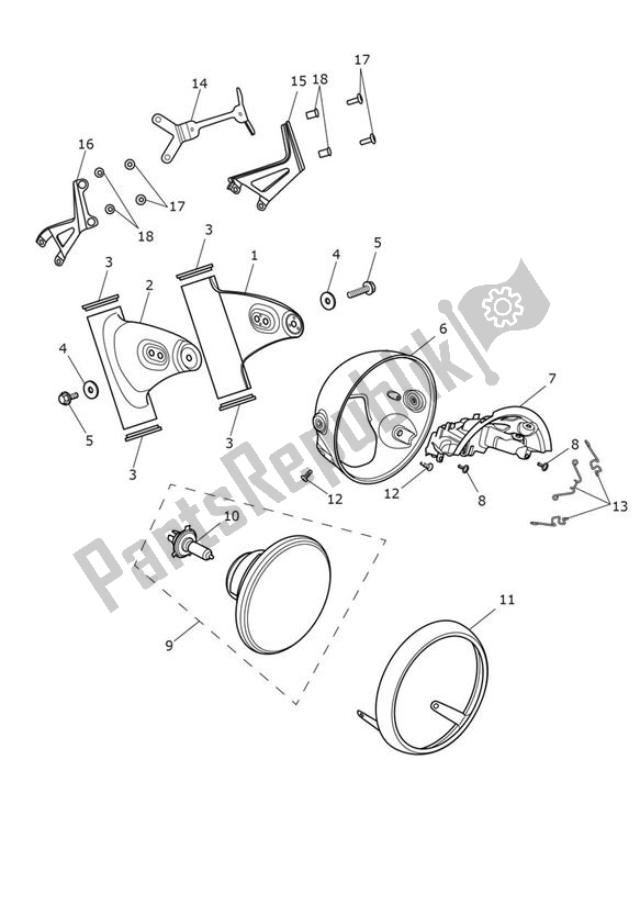 Tutte le parti per il Faro del Triumph Bonneville T 120 Black UP TO VIN AD 0138 +acecafe 1200 2021