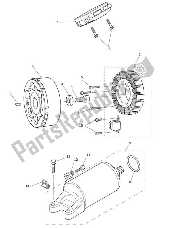 Tutte le parti per il Starter Generator del Triumph Tiger XCA From VIN 855532 1215 2018 - 2021