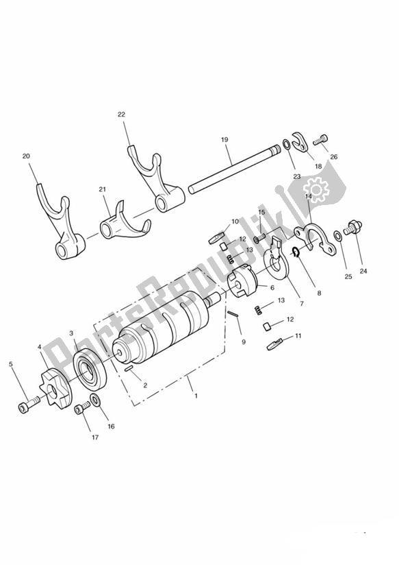 All parts for the Gear Selector Drum Gear Selector Forks of the Triumph Daytona T 595 / 955I 1997 - 2001