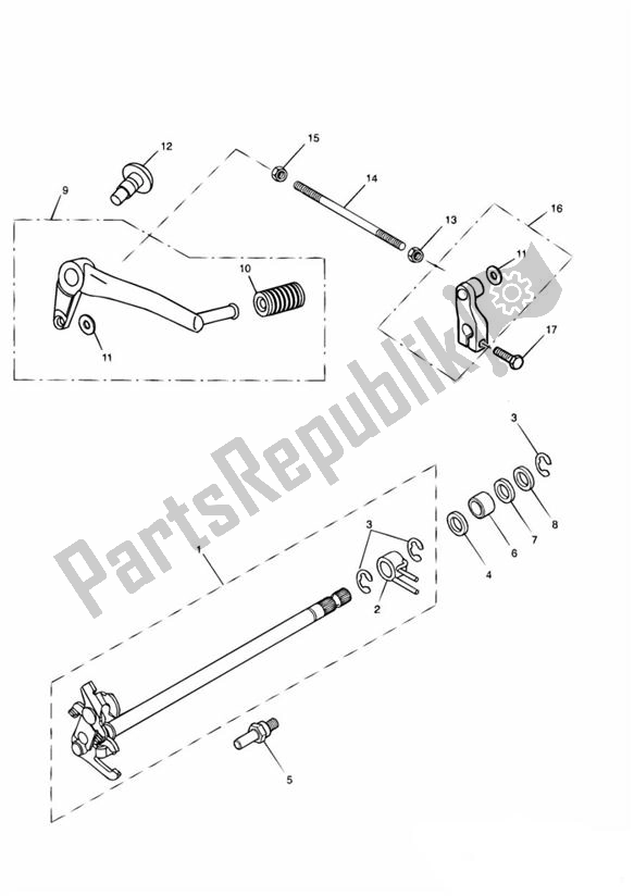 Alle onderdelen voor de Gear Selection Shaft van de Triumph Sprint RS 955 From VIN 139277 2002 - 2004