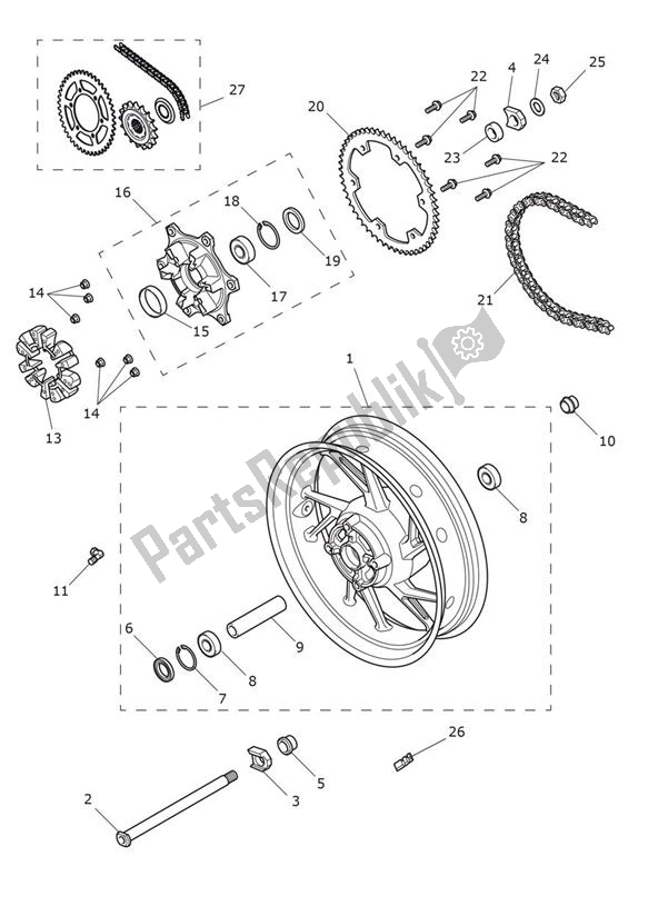 All parts for the Rear Wheel of the Triumph Tiger 900 V5 888 2020 - 2024