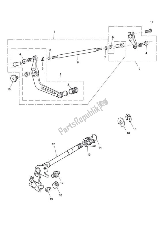 Wszystkie części do Gear Selection Shaft Standard Triumph Street Triple R & RX From VIN 560477 675 2012 - 2016