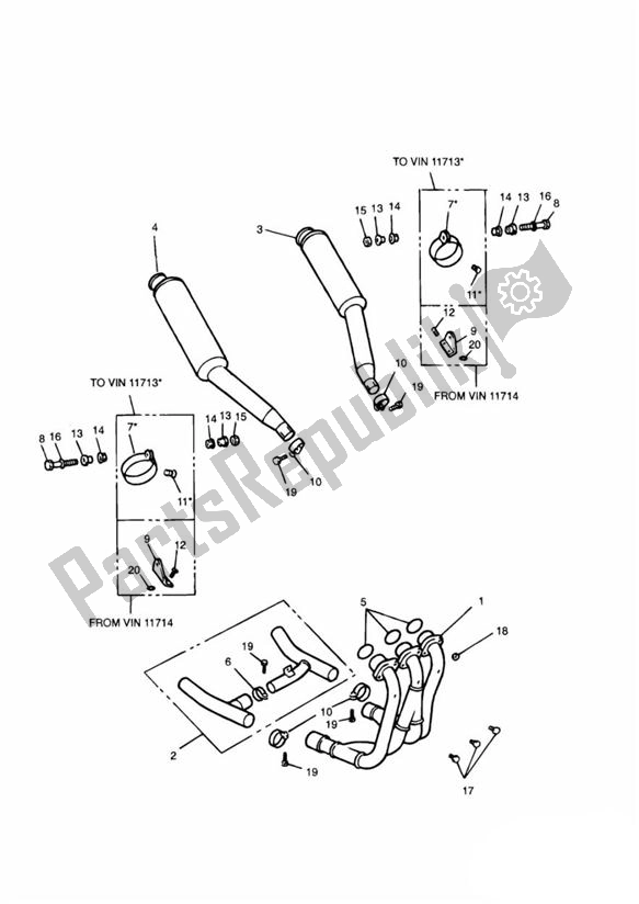 Alle onderdelen voor de Exhaust 3zyl Up To Vin029155 van de Triumph Daytona 900 & 1200 885 1992 - 1997