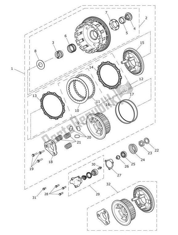 All parts for the Clutch of the Triumph Tiger 1200 XRT 1215 2018 - 2020