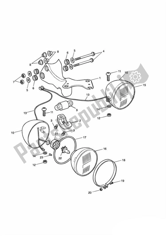 Wszystkie części do Reflektor Triumph Speed Triple 955I From VIN 141872 2002 - 2004