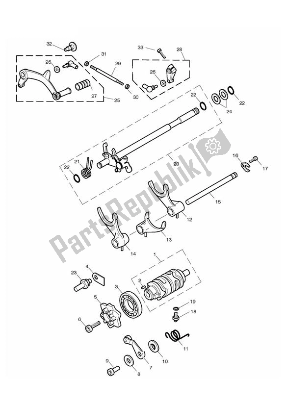 Toutes les pièces pour le Gear Selection Shaft Gear Selector Drum du Triumph Thruxton EFI 865 2008 - 2016