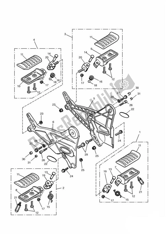 All parts for the Footrests Up To 055071 of the Triumph Trophy From VIN 29156 1215 2018 - 2021