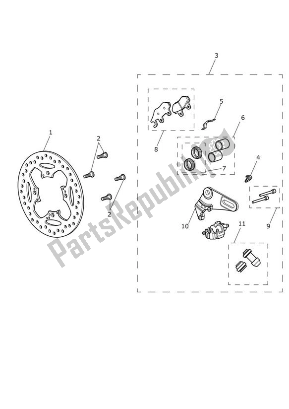 All parts for the Break Rear of the Triumph Thruxton RS 1200 2020 - 2024